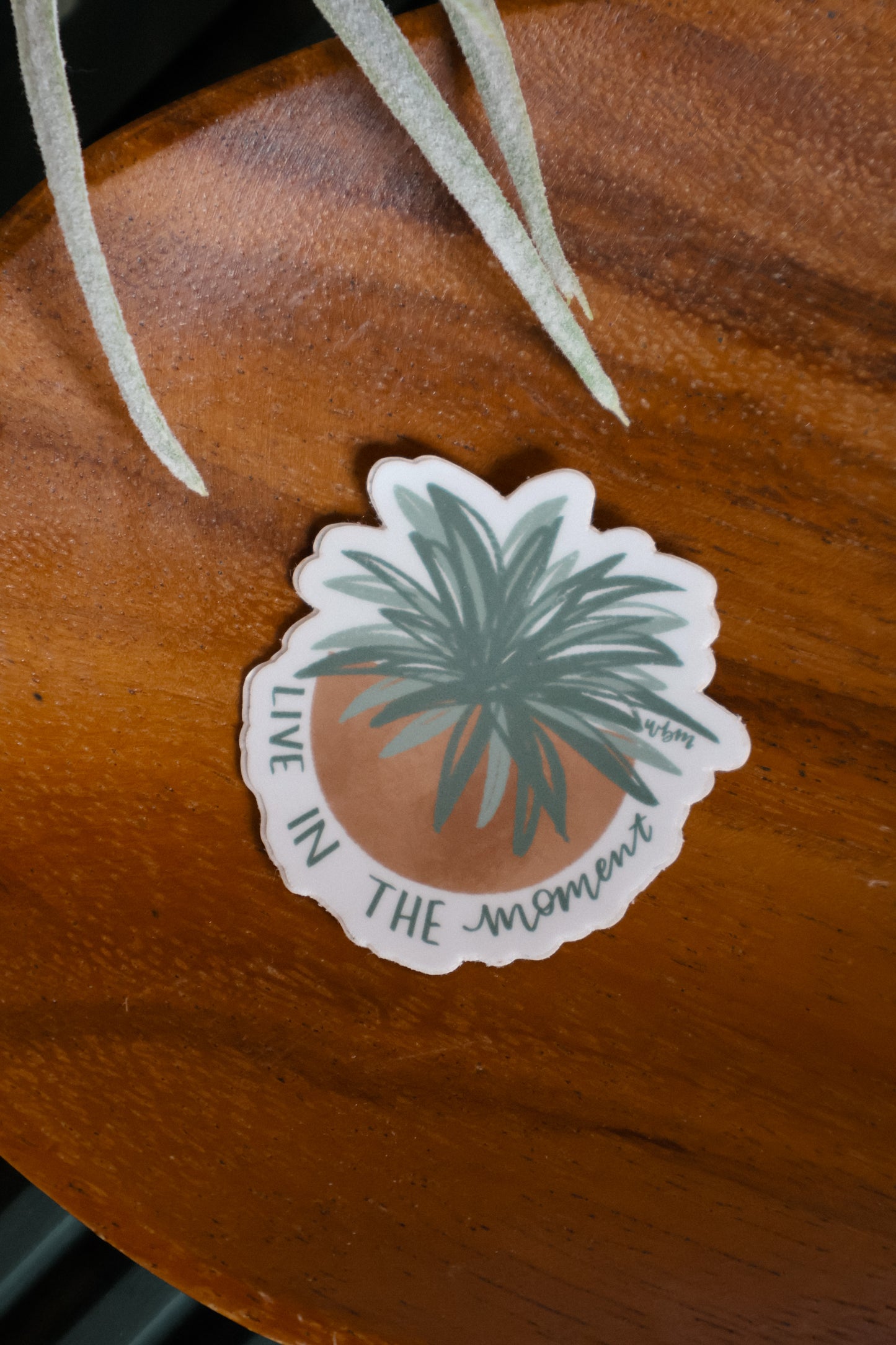 "Live in the moment" 3 x 3 handlettered sticker