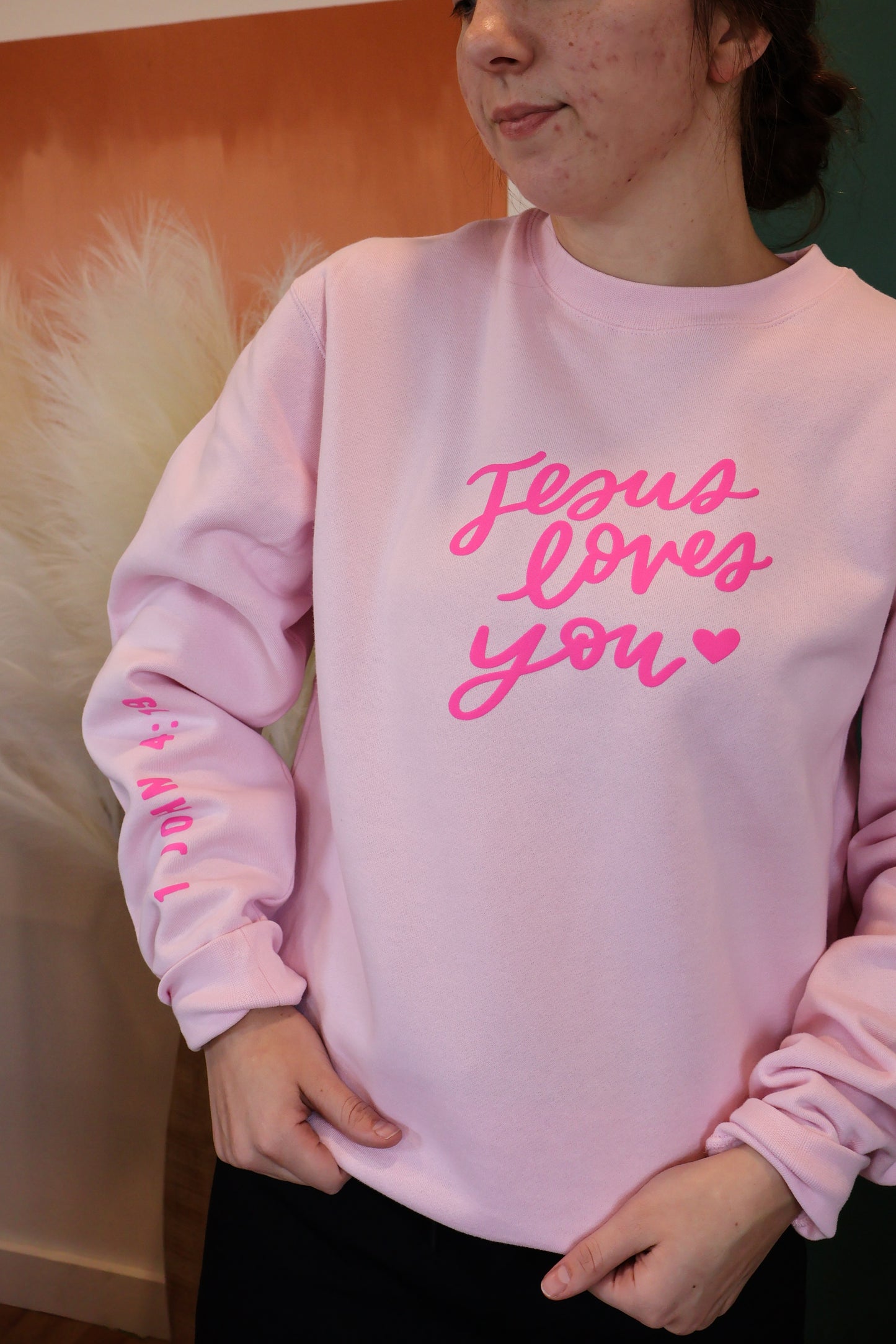Jesus Loves You handlettered crewneck