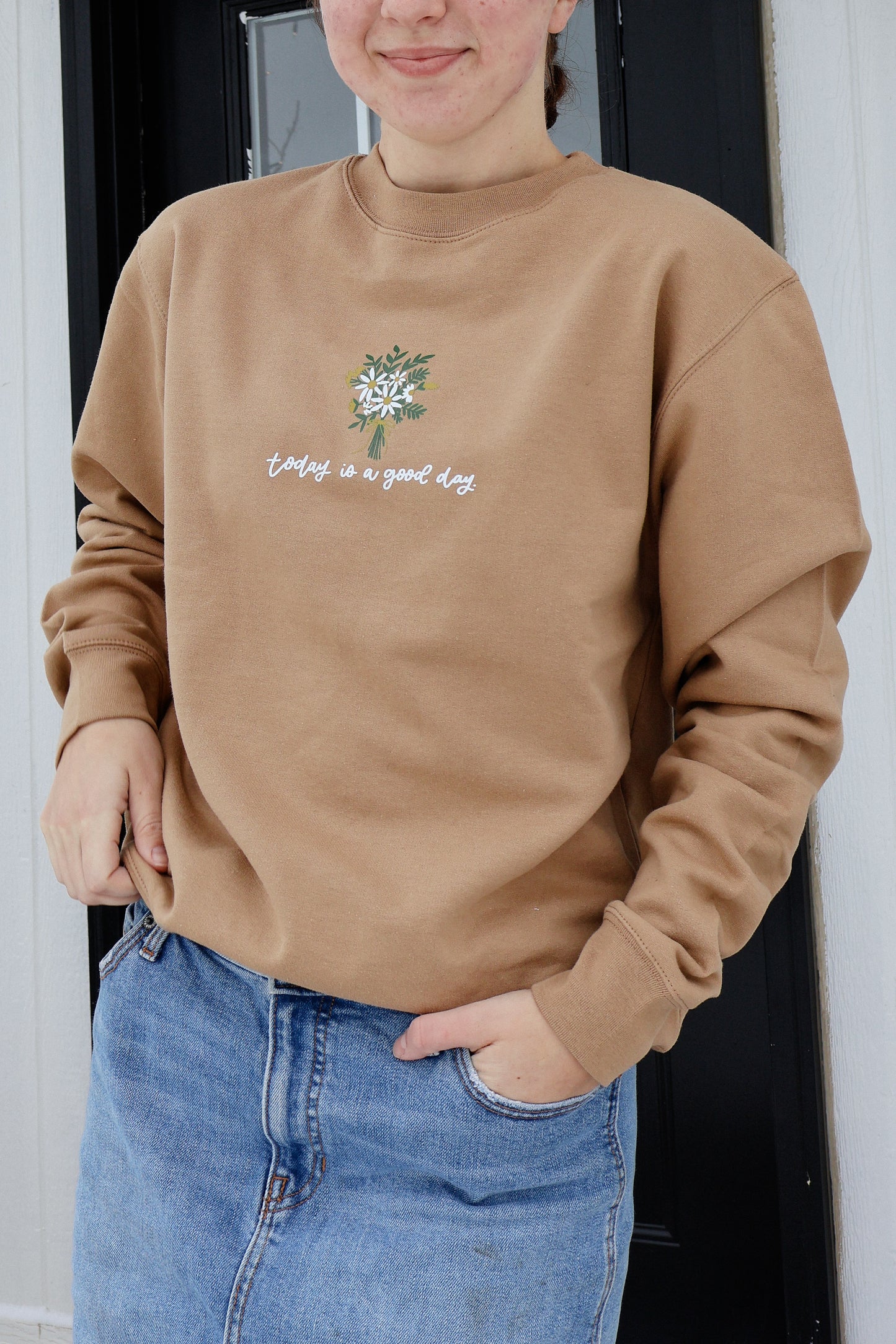 Today is a good day handlettered crewneck