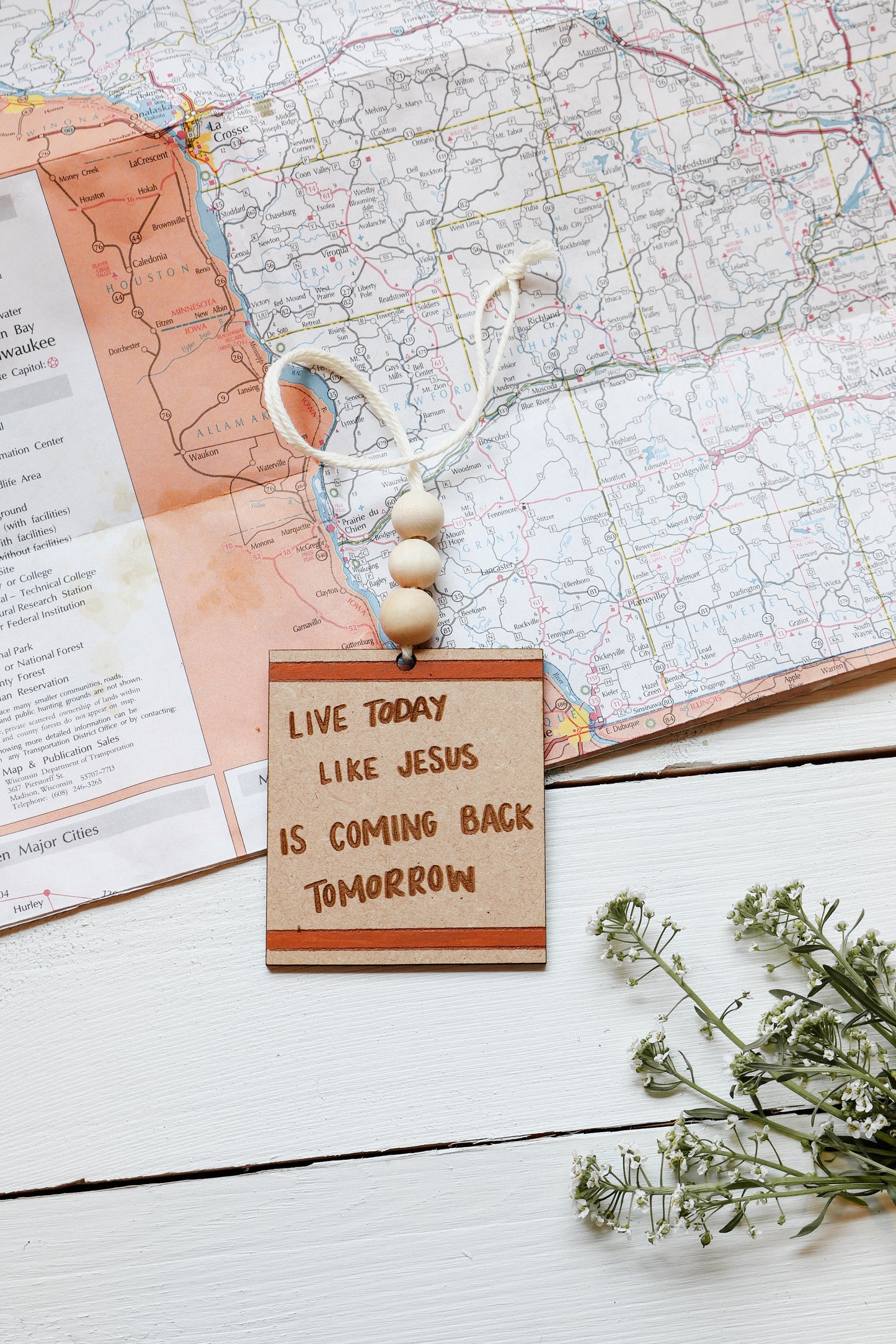 'Live Today like Jesus is coming back tomorrow' Car Charm