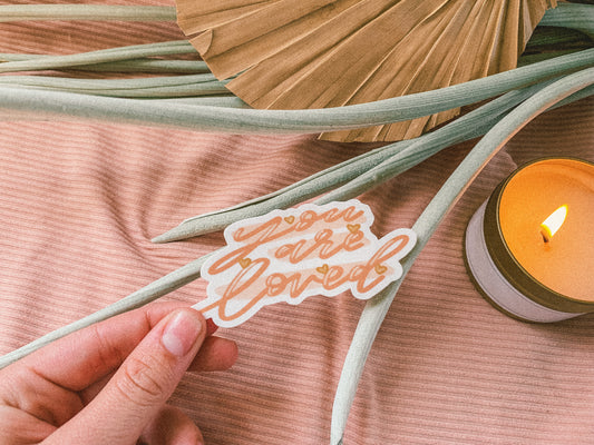 'You are loved' handlettered sticker
