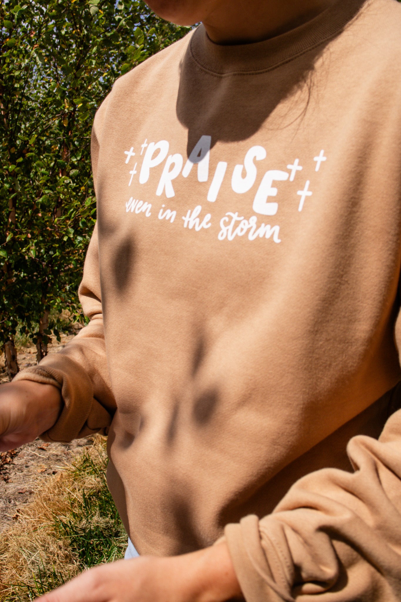 Praise even in the storm | crewneck (Tan)
