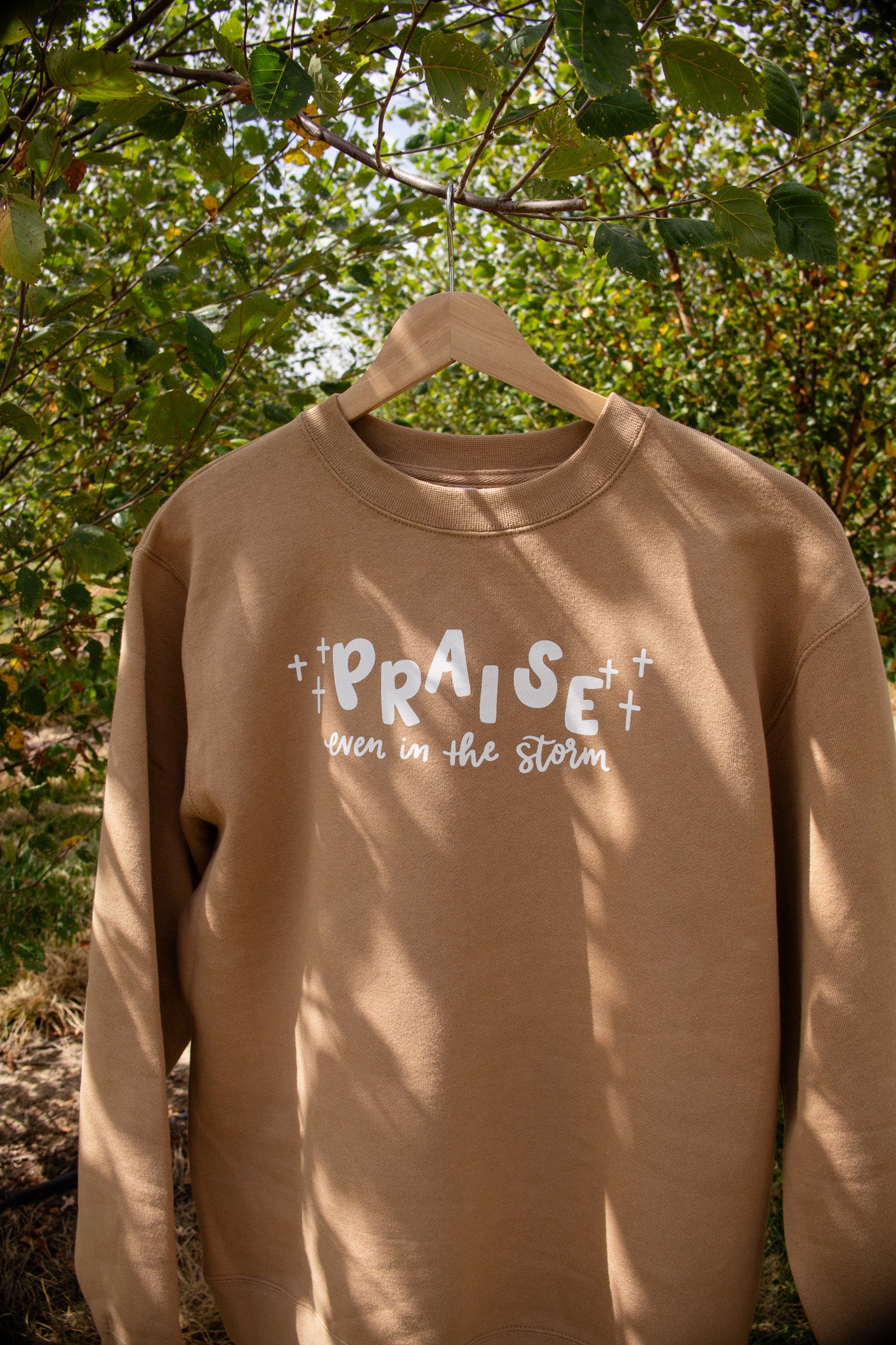 Praise even in the storm | crewneck (Tan)