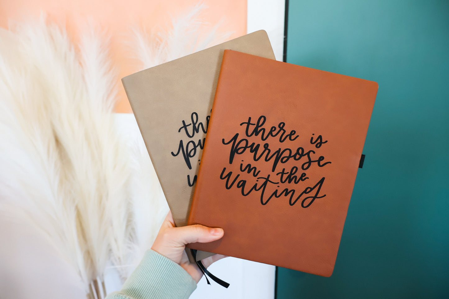 'There is purpose in the waiting' leather journal notebook
