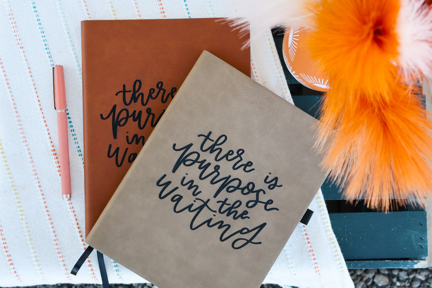 'There is purpose in the waiting' leather journal notebook