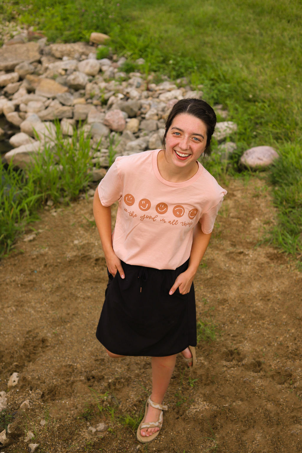 'See the good in all things" handlettered t-shirt