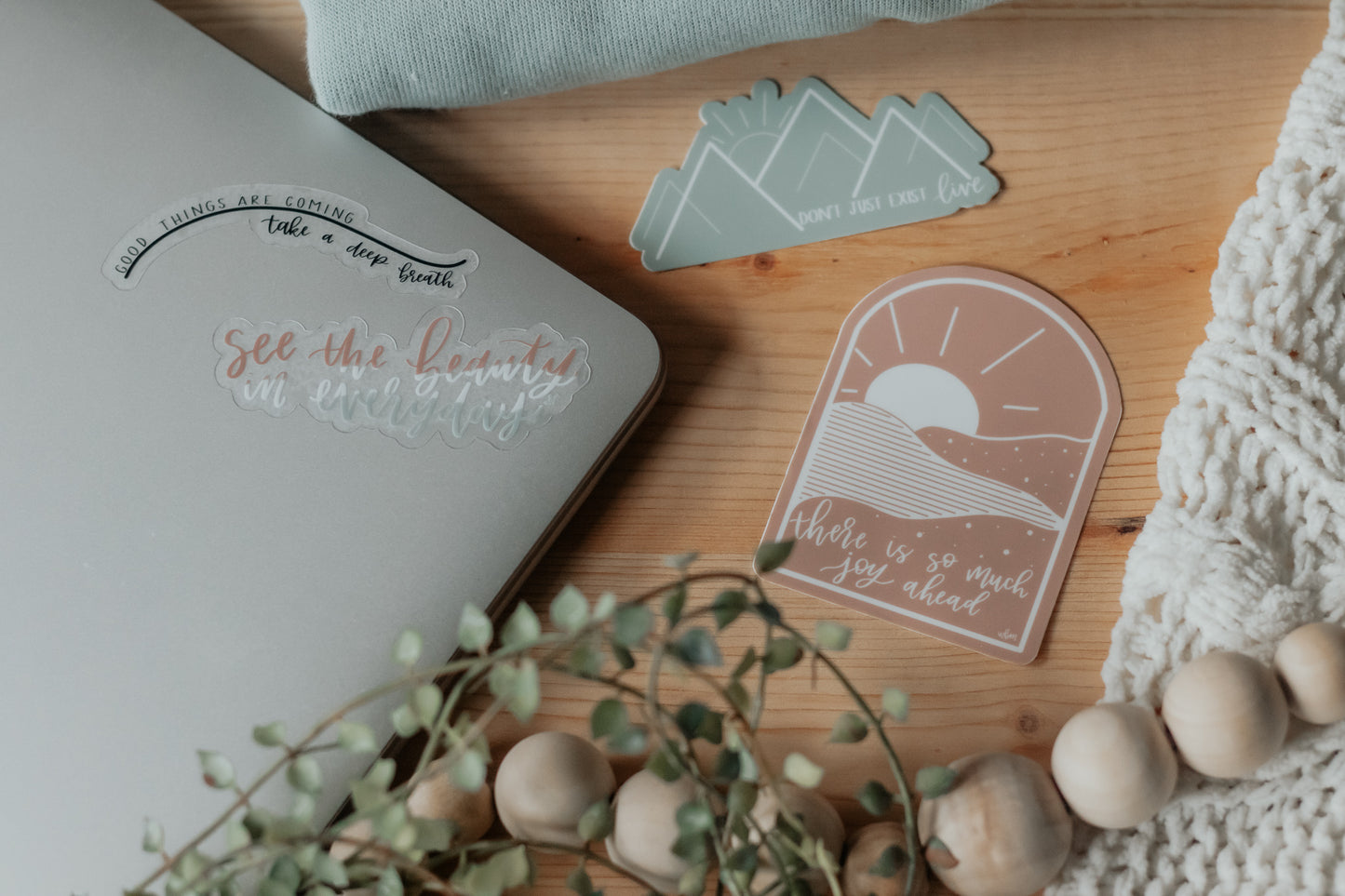 "See the beauty in everyday" 3 x 3 handlettered clear sticker