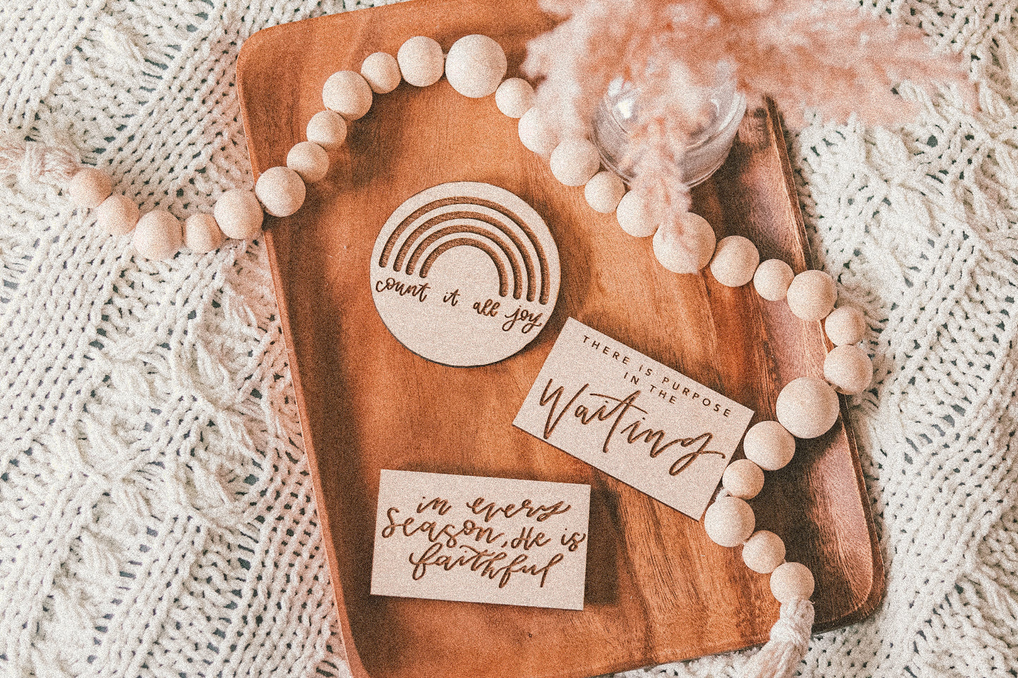 Handlettered Engraved Wood Manget