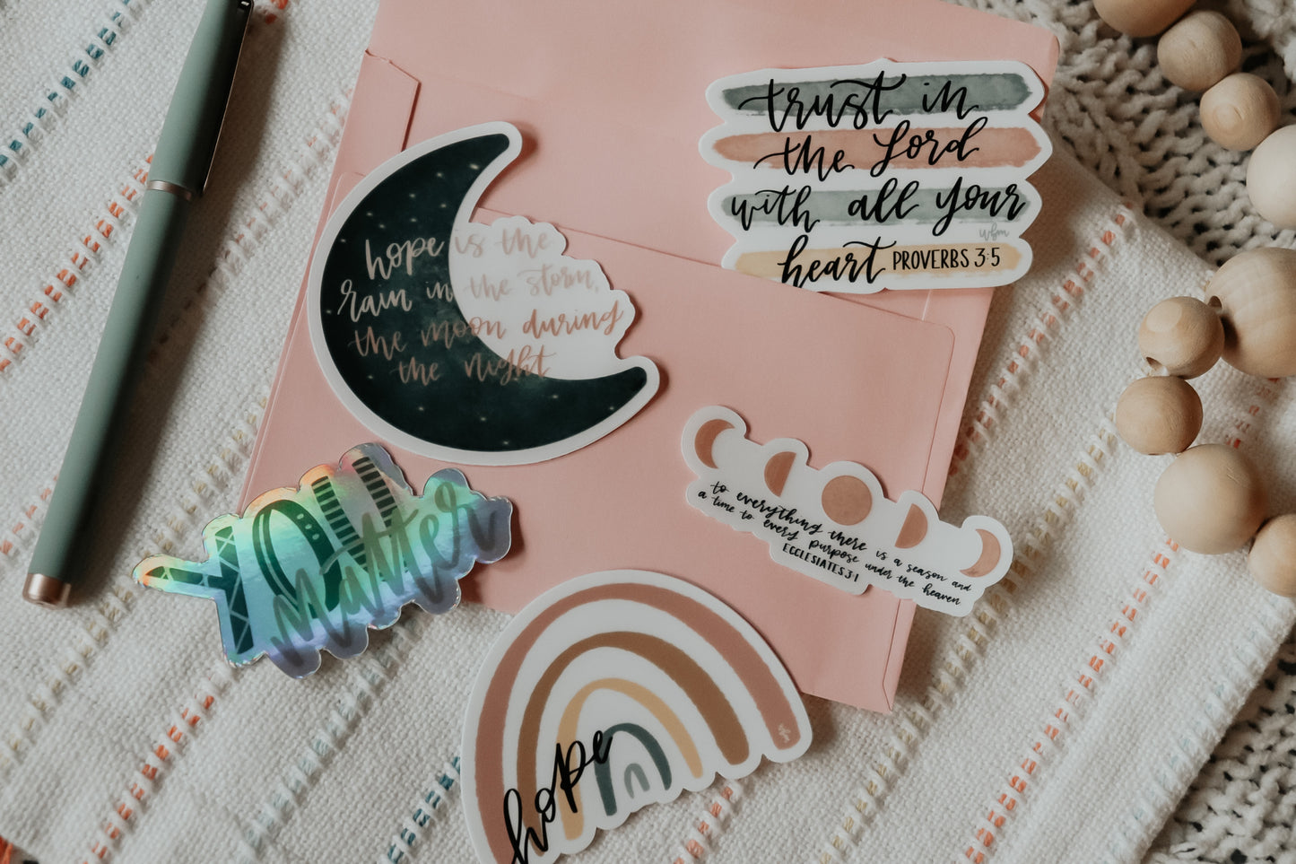 "Hope is the rain in the storm..." 3 x 3 handlettered sticker