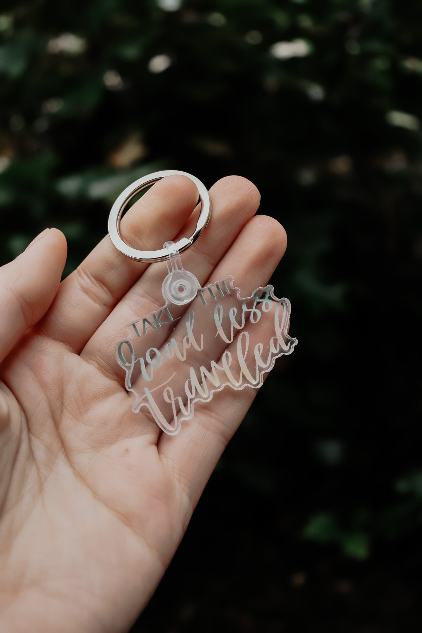 "Take the road less traveled" acrylic keychain