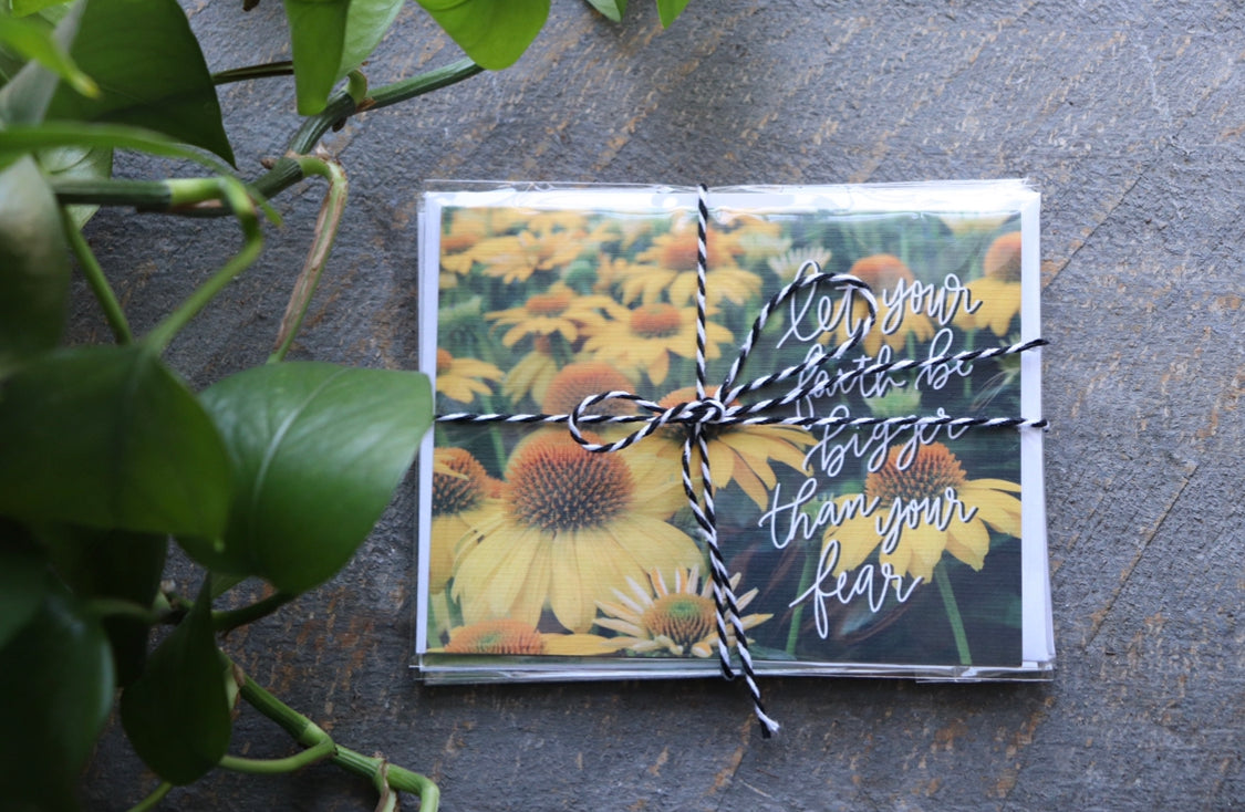 “Let your faith be bigger than your fear” Handlettered card