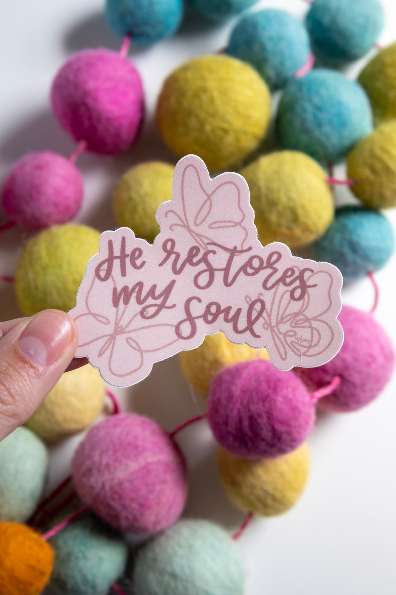 He Restores My Soul | handlettered sticker