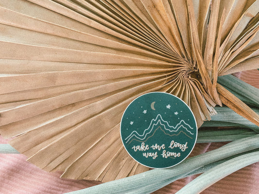 'Take the long road home' handlettered sticker