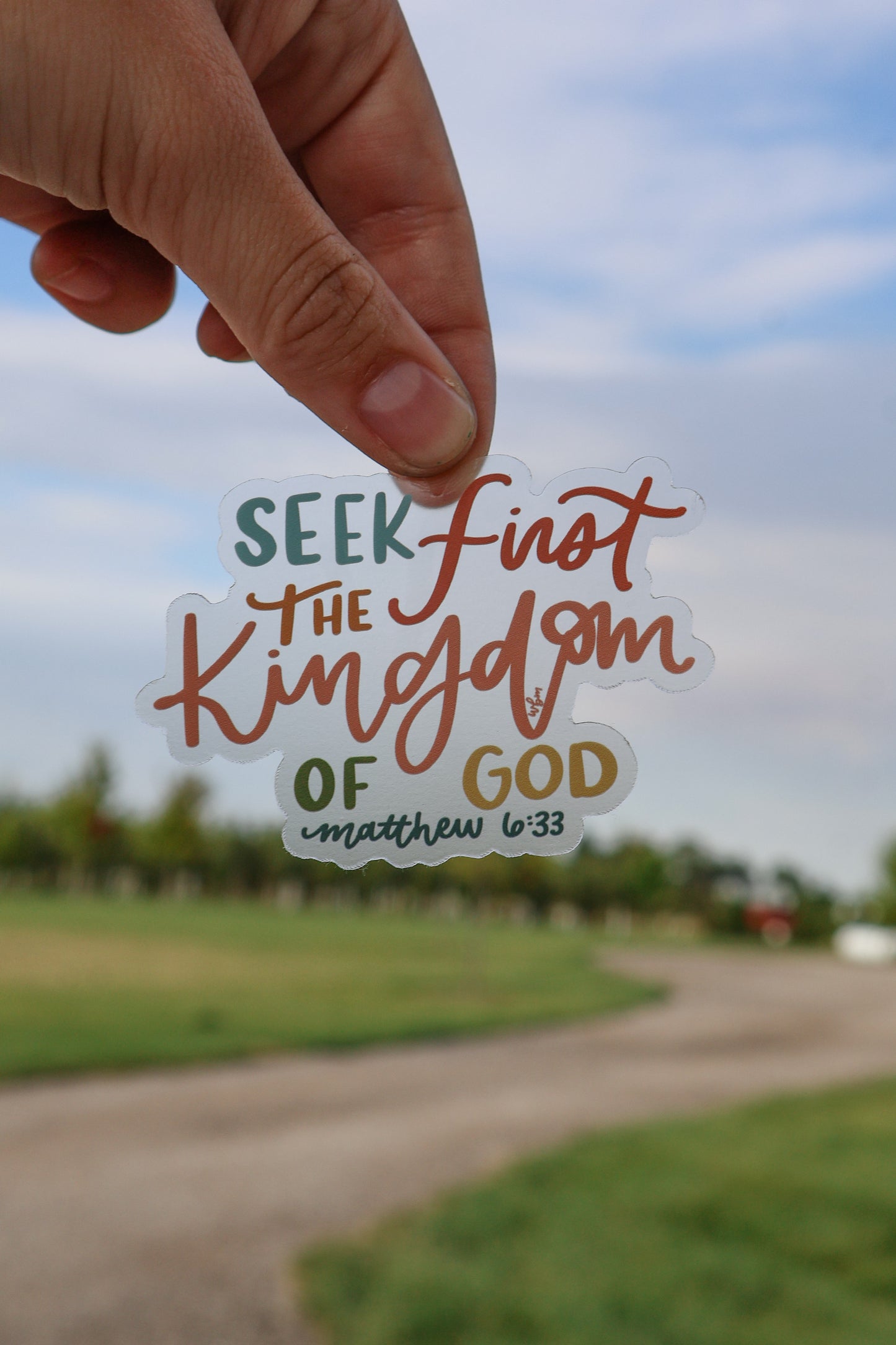 Seek First | handlettered sticker