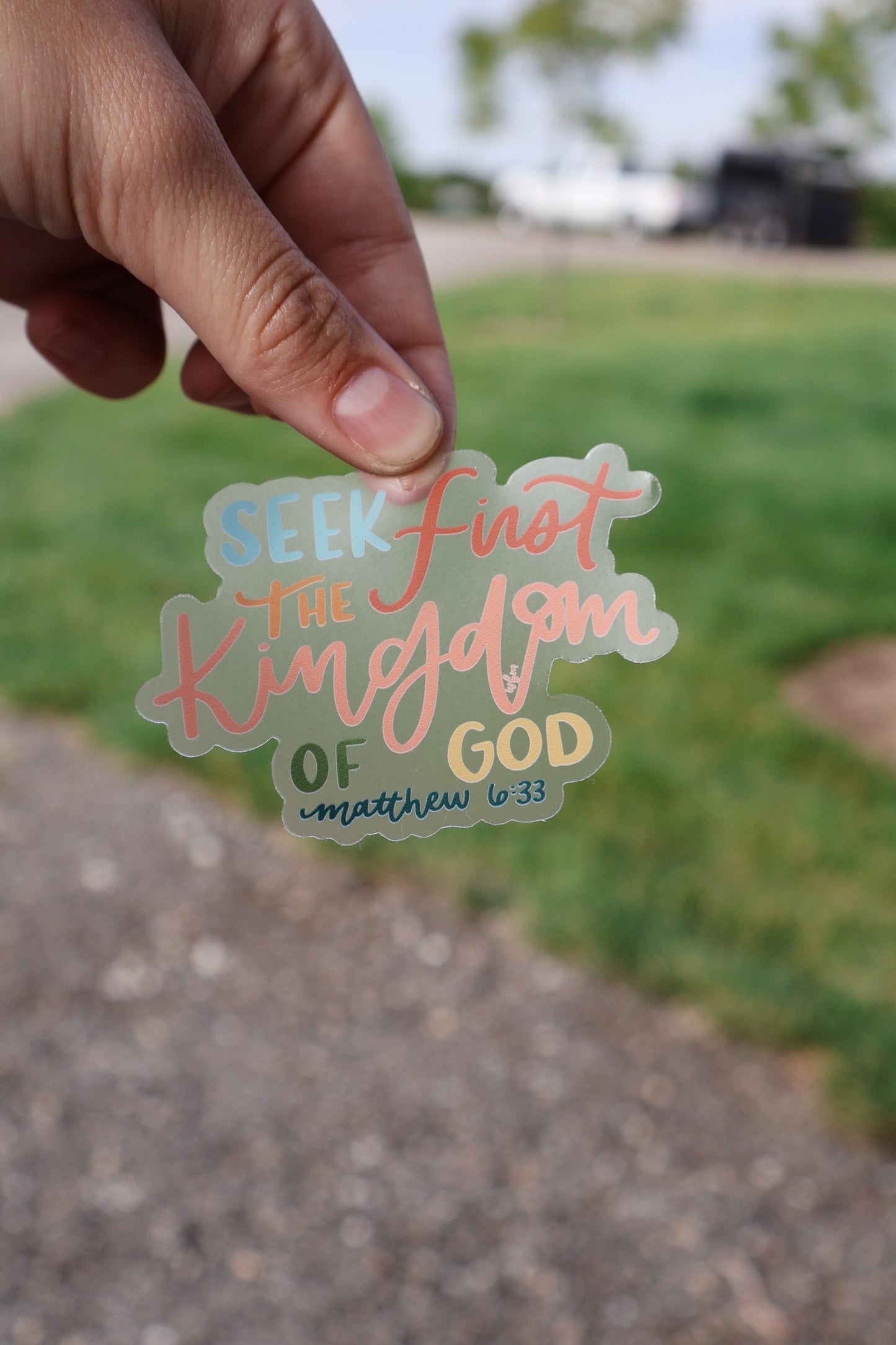 Seek First | handlettered sticker