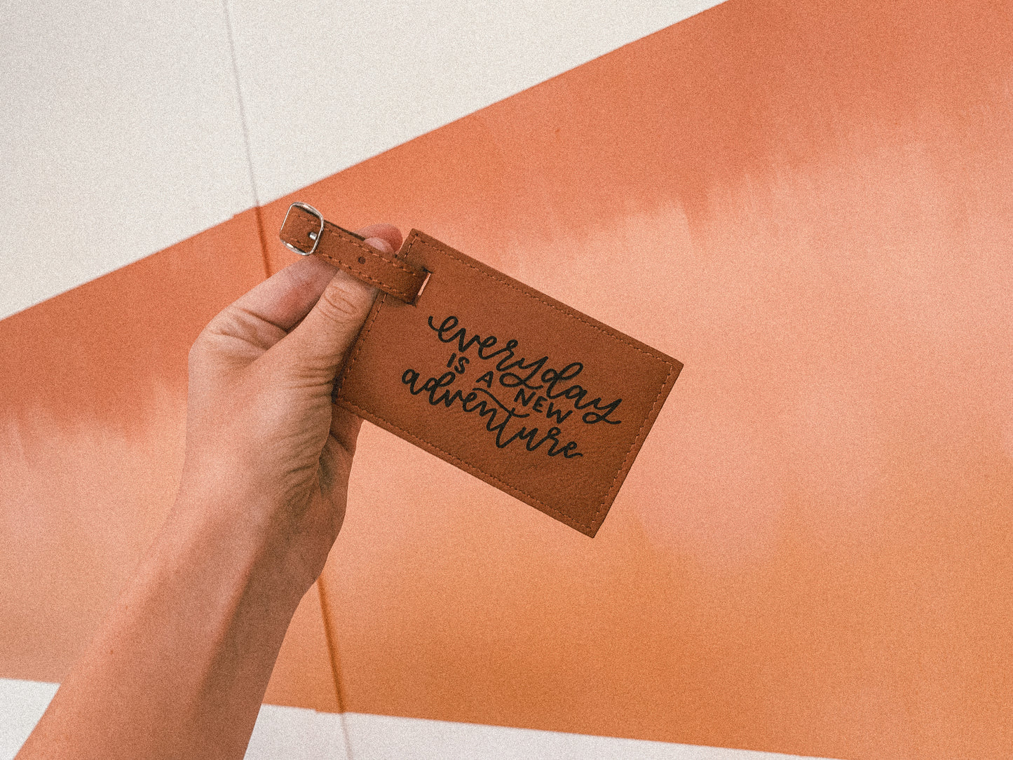 'Everyday is a new adventure' leather luggage tag