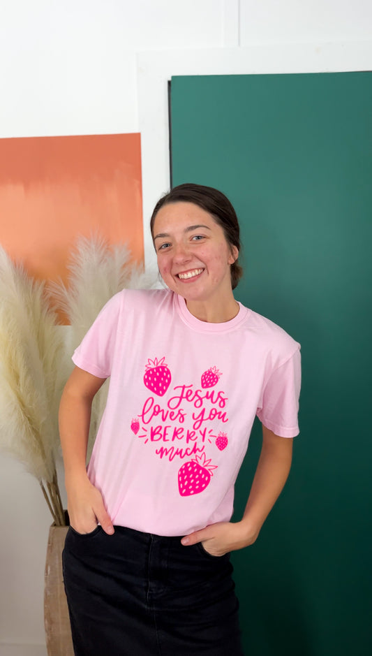 Jesus loves you berry much | ADULT tee