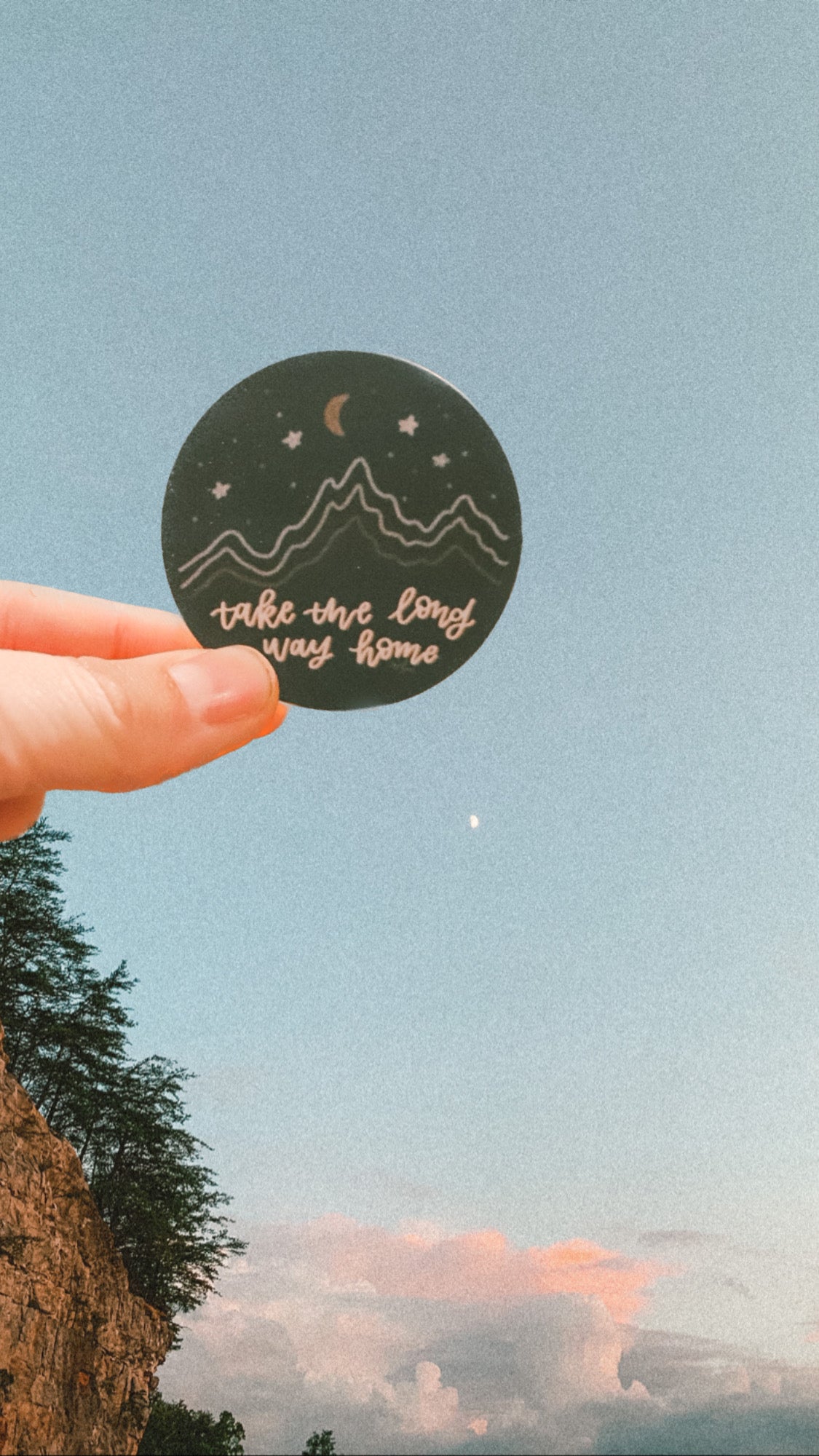 'Take the long road home' handlettered sticker
