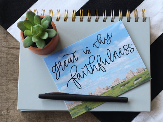 “Great is thy Faithfulness” Handlettered card