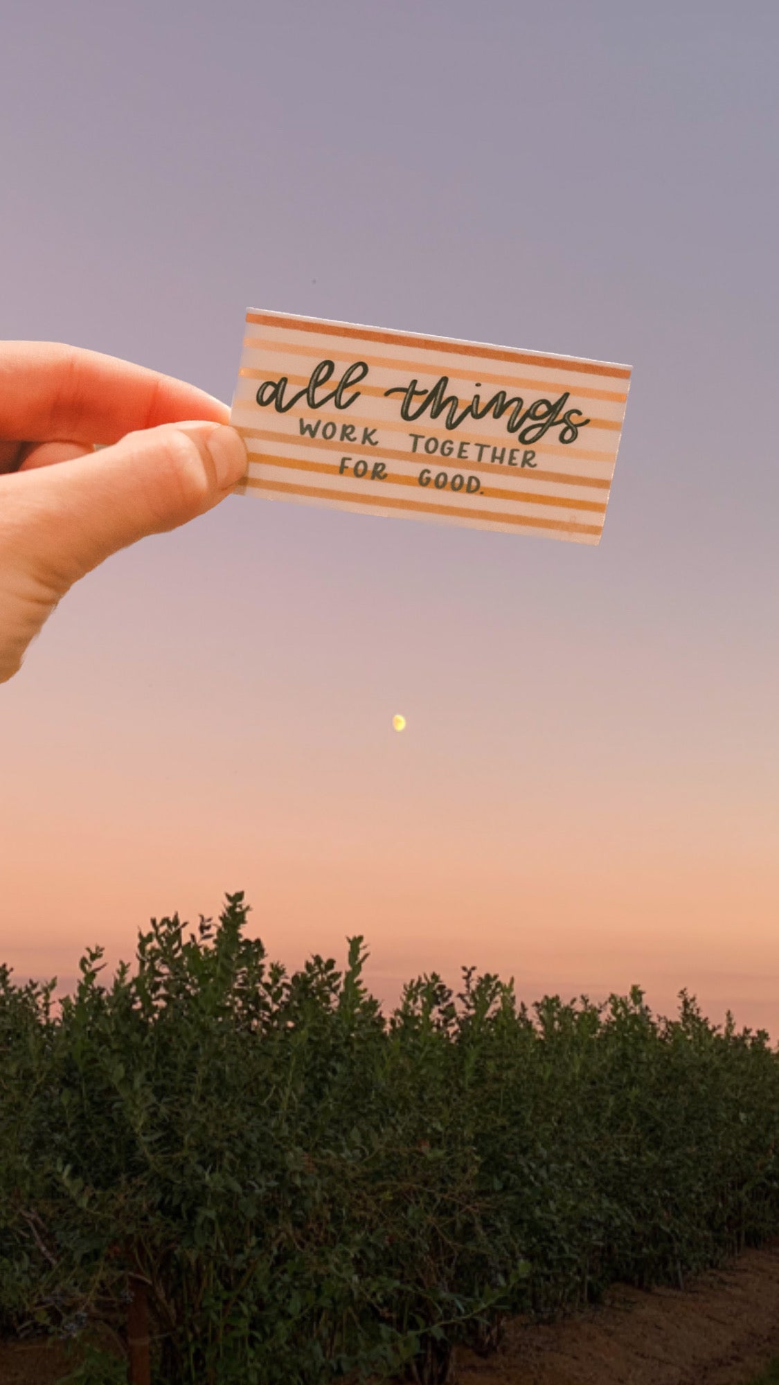 'All things work together for good' handlettered sticker