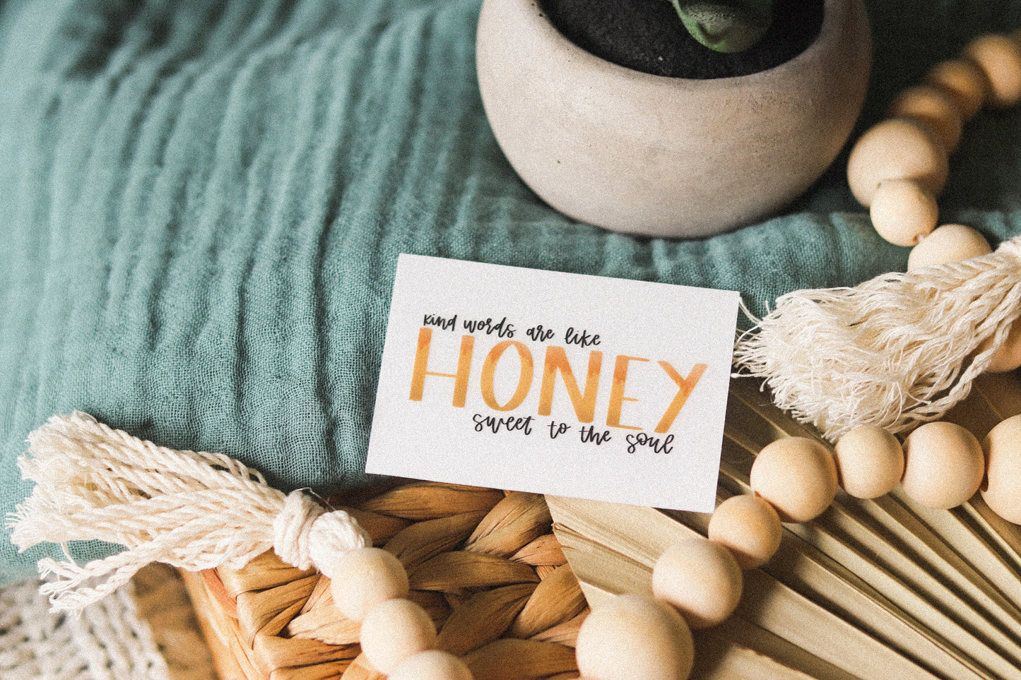 ‘Kind words are like honey, sweet to the soul’ handlettered sticker