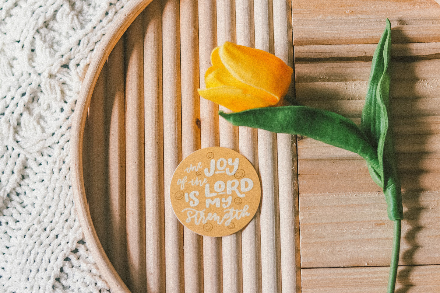'The joy of the Lord is my strength' handlettered sticker