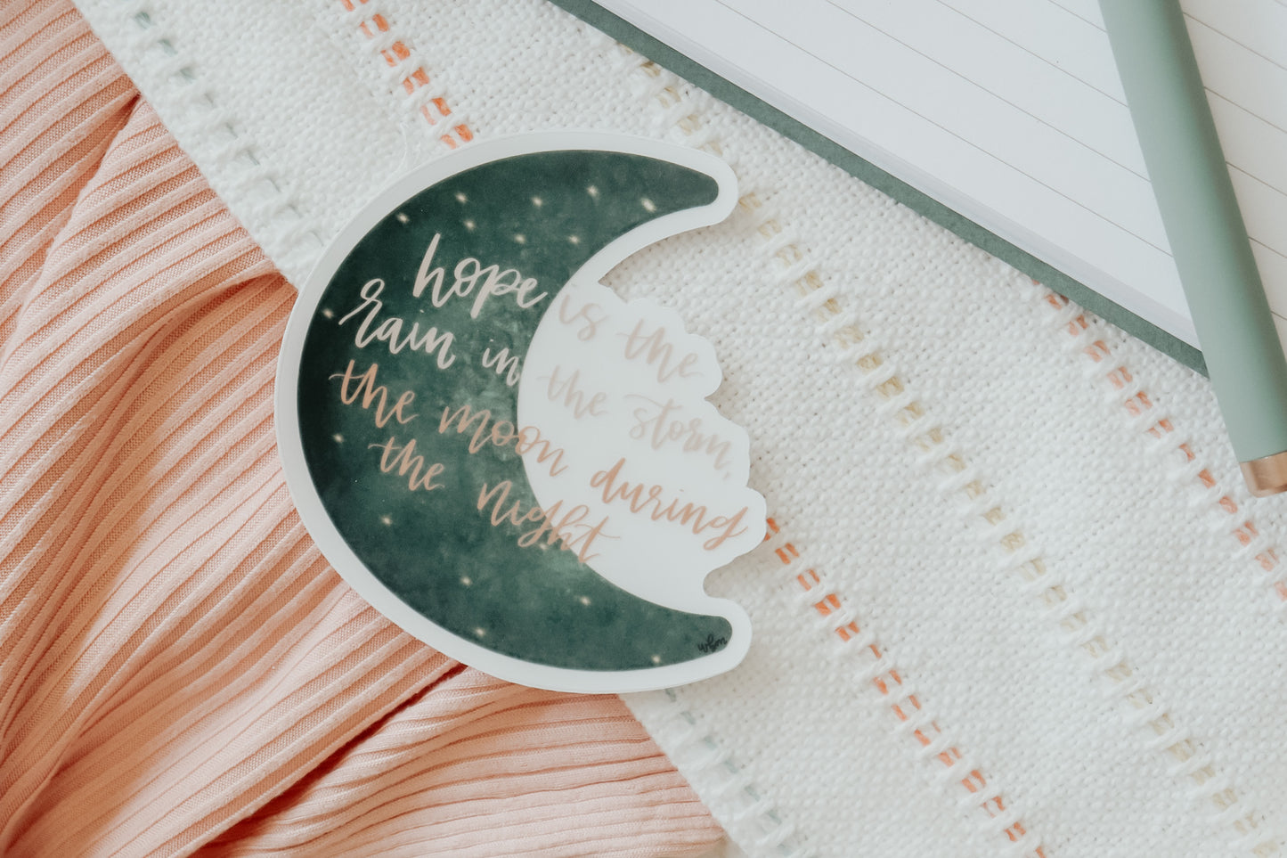 "Hope is the rain in the storm..." 3 x 3 handlettered sticker