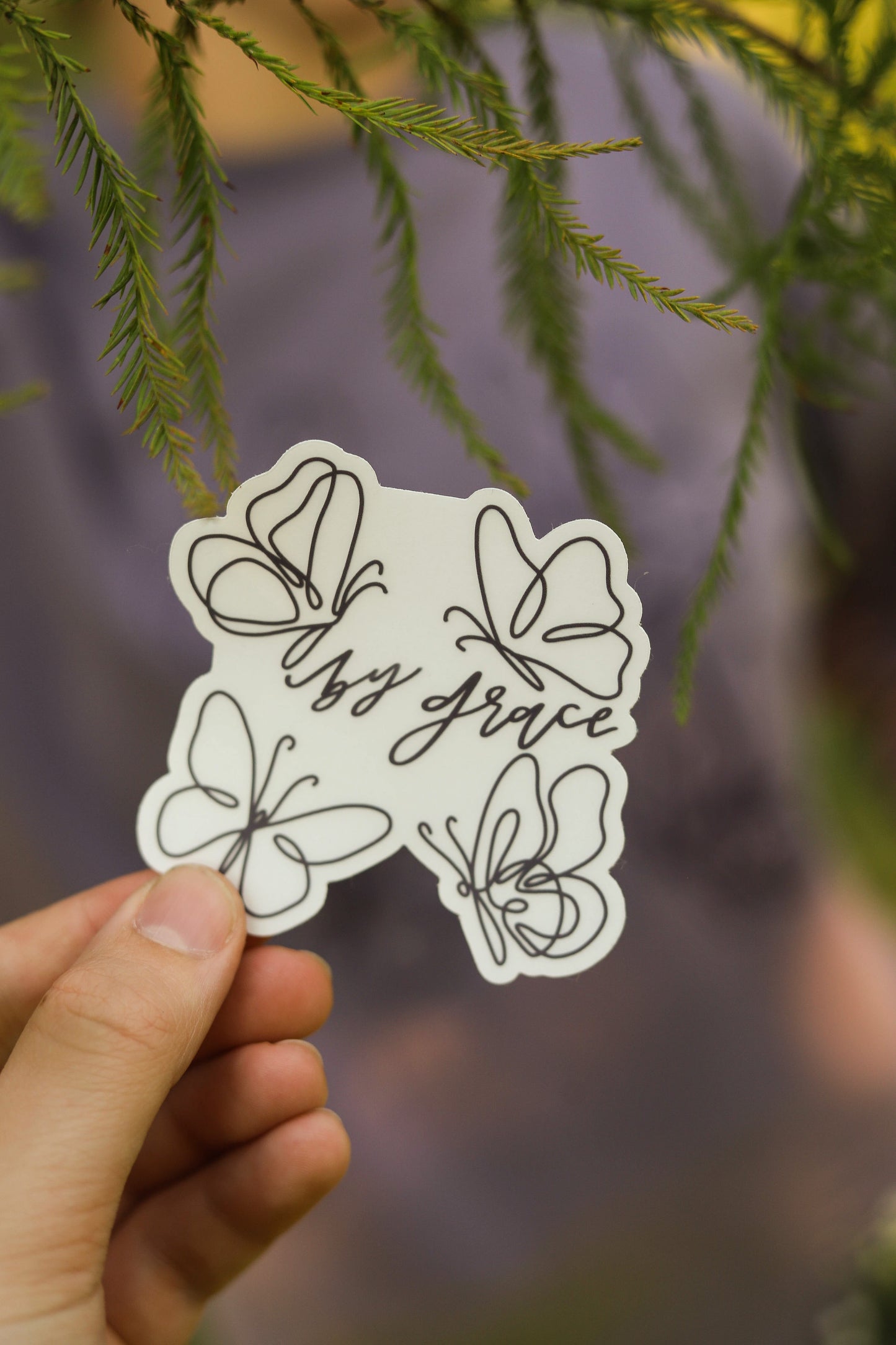'By Grace' handlettered sticker