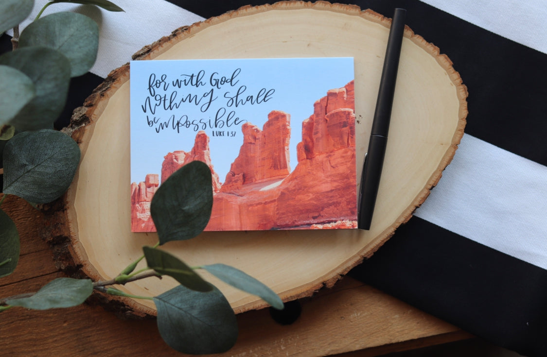 “For with God...” Handlettered card