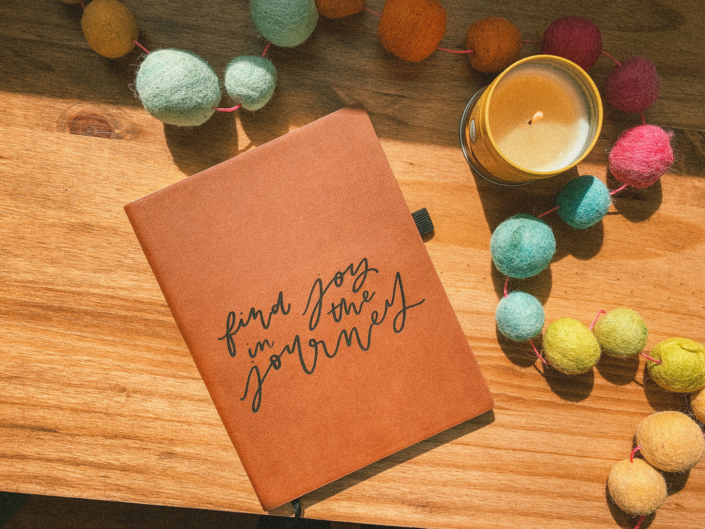 'Find Joy in the Journey' leather journal notebook